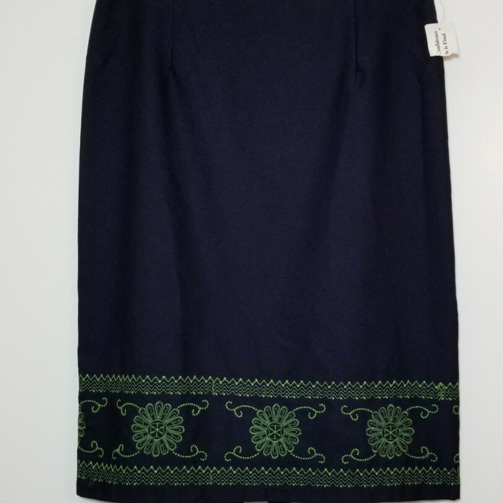 TAILOR B.Moss Navy Lined Pencil Skirt- Embroidered